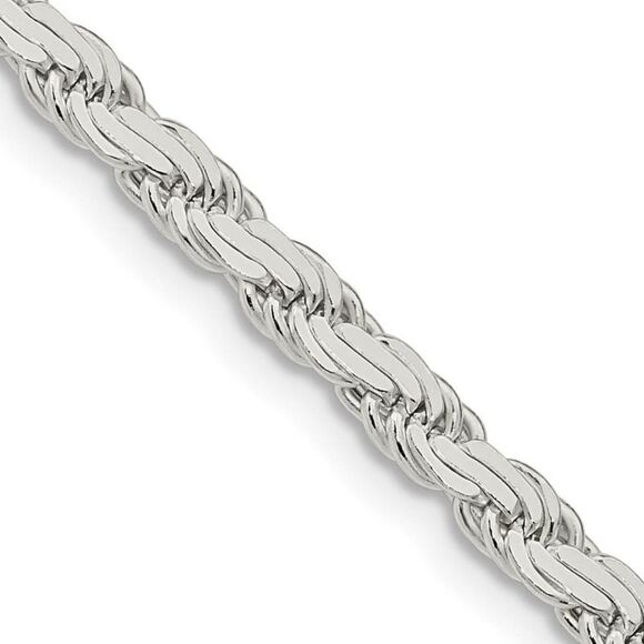 3.6mm Sterling Silver Solid Flat Rope Chain Necklace 22 Inch